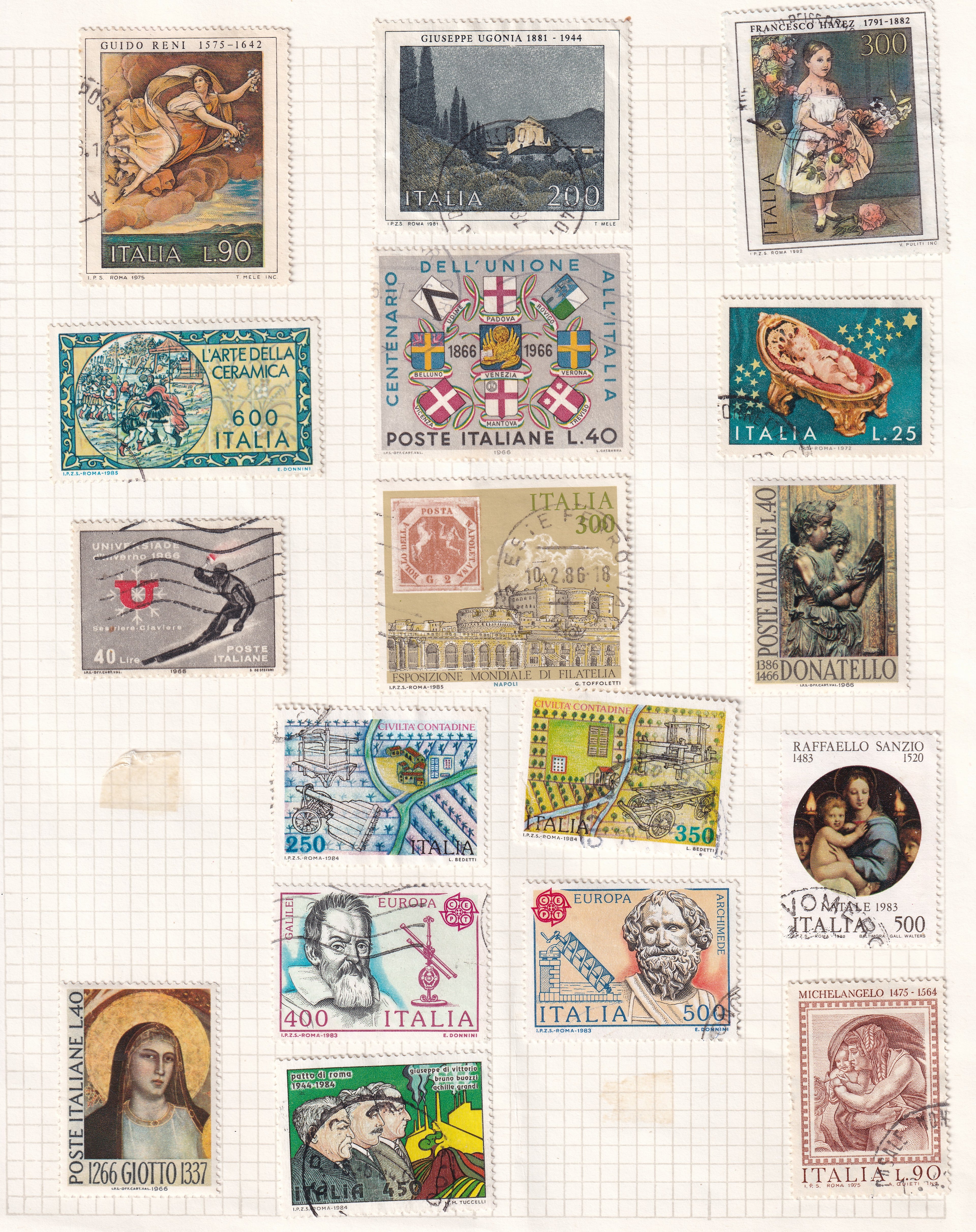 Italy Used Stamps on Album Pages Large Selection