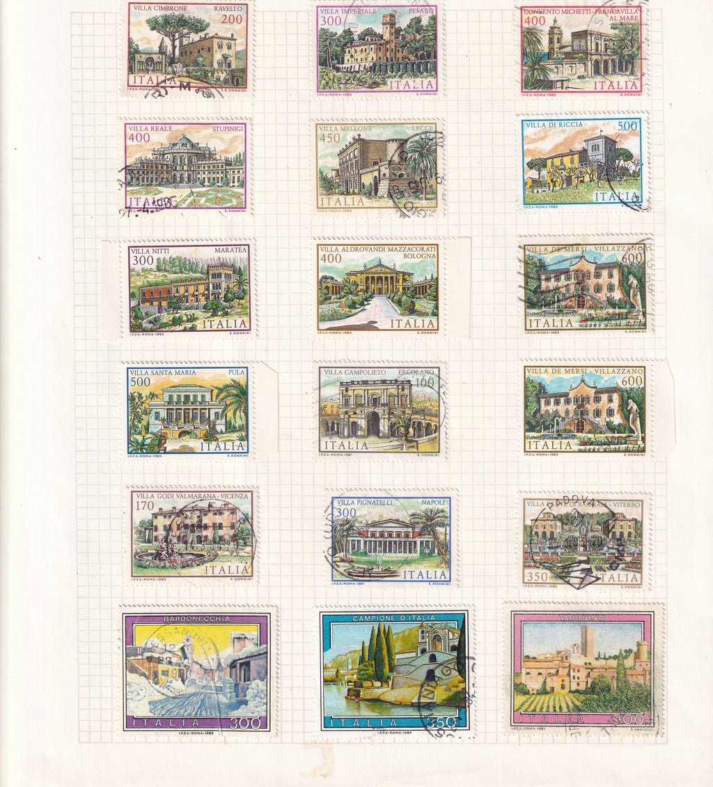 Italy Used Stamps on Album Pages Large Selection