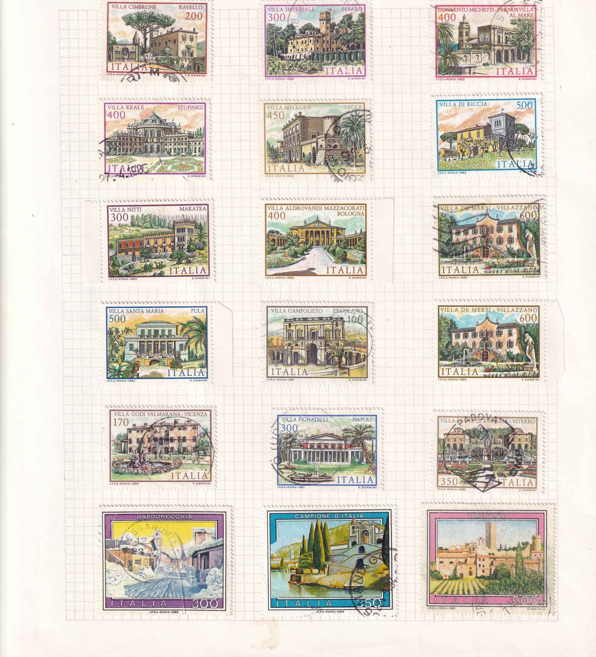 Italy Used Stamps on Album Pages Large Selection