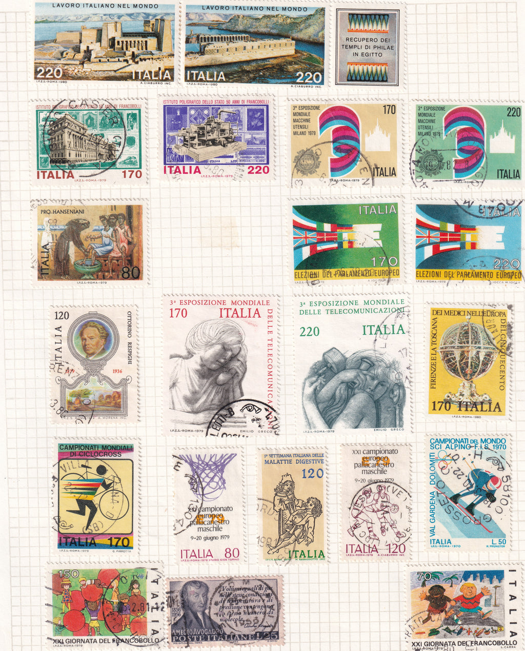 Italy Used Stamps on Album Pages Large Selection