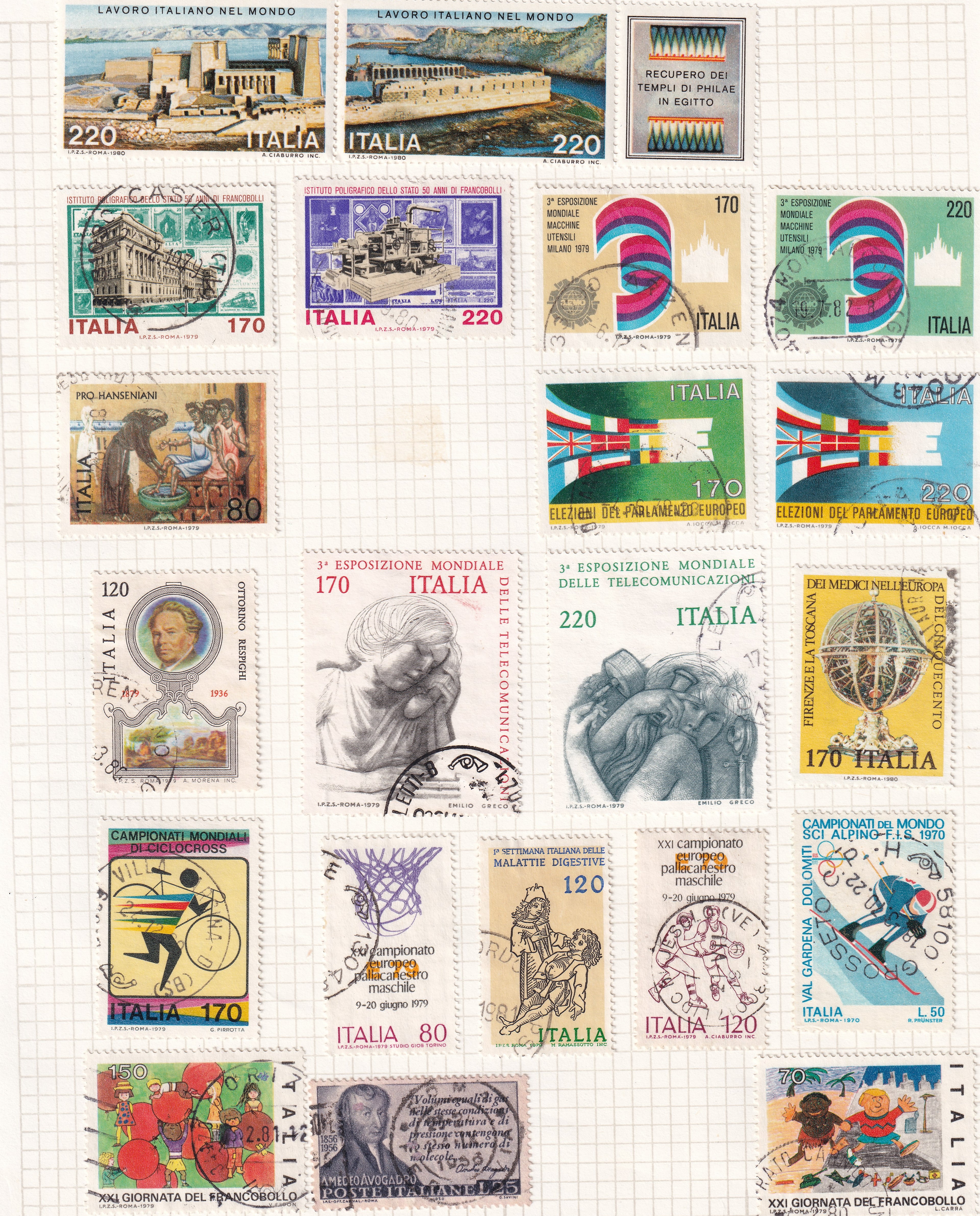 Italy Used Stamps on Album Pages Large Selection