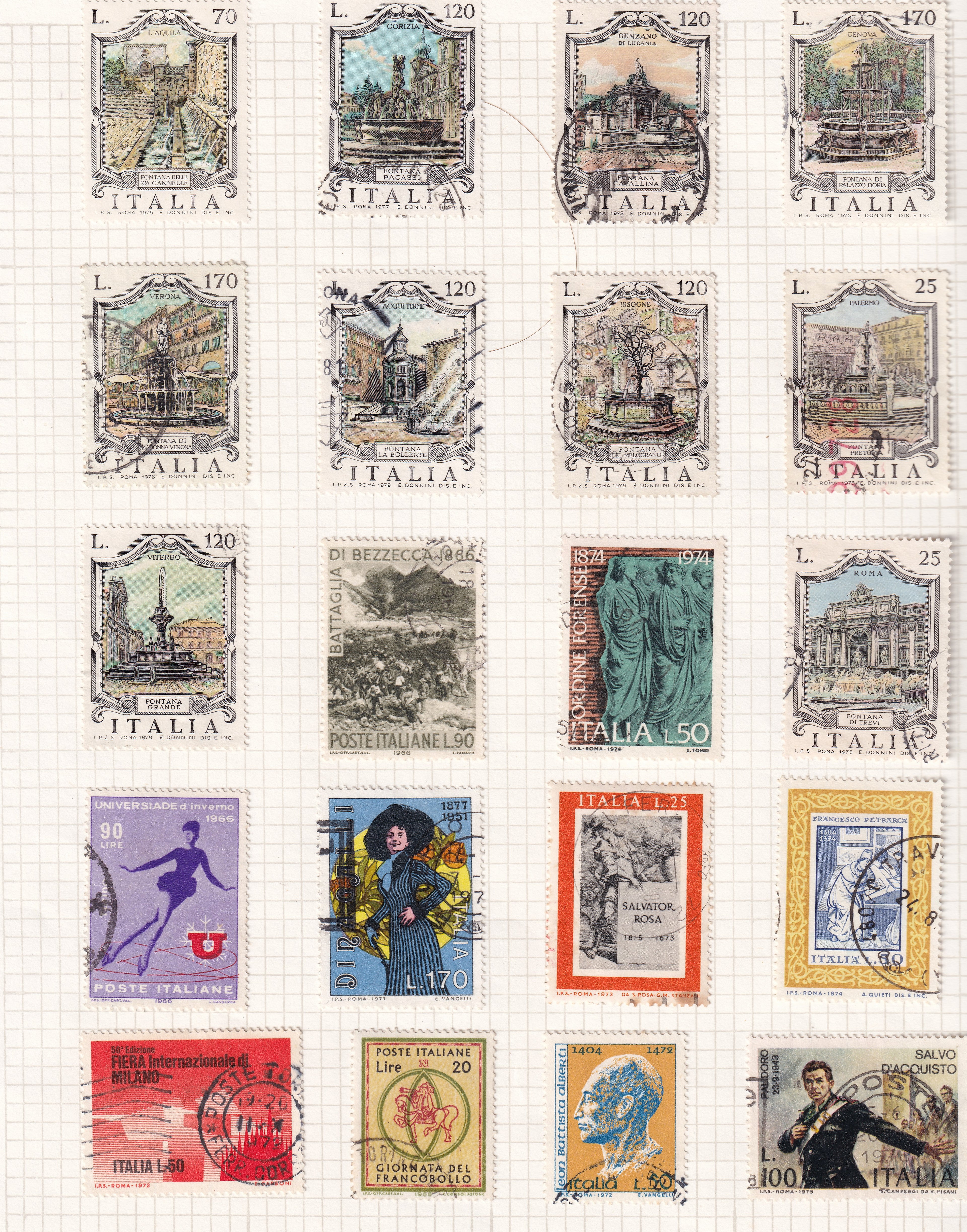 Italy Used Stamps on Album Pages Large Selection