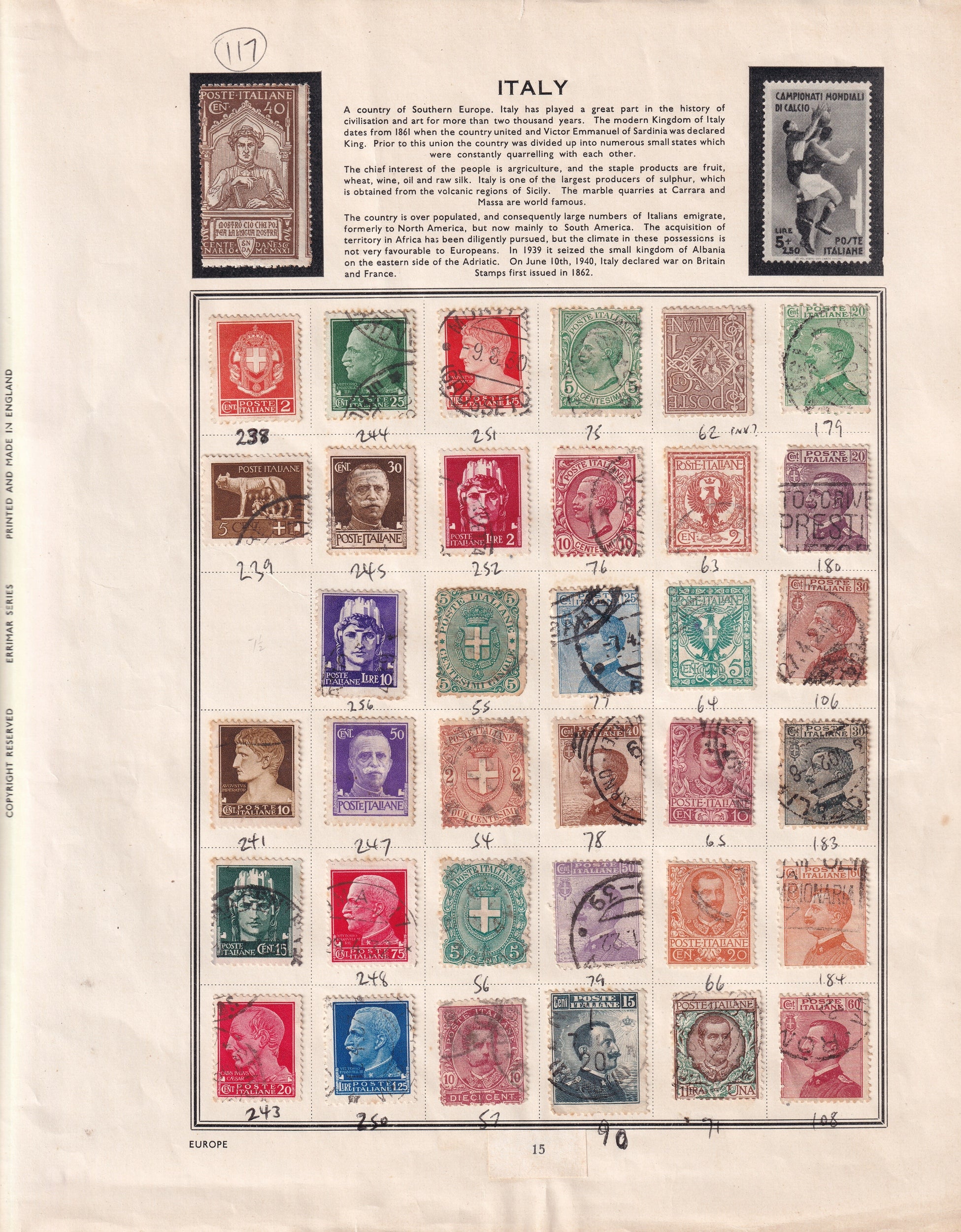 Italy Used Stamps on Album Pages Large Selection