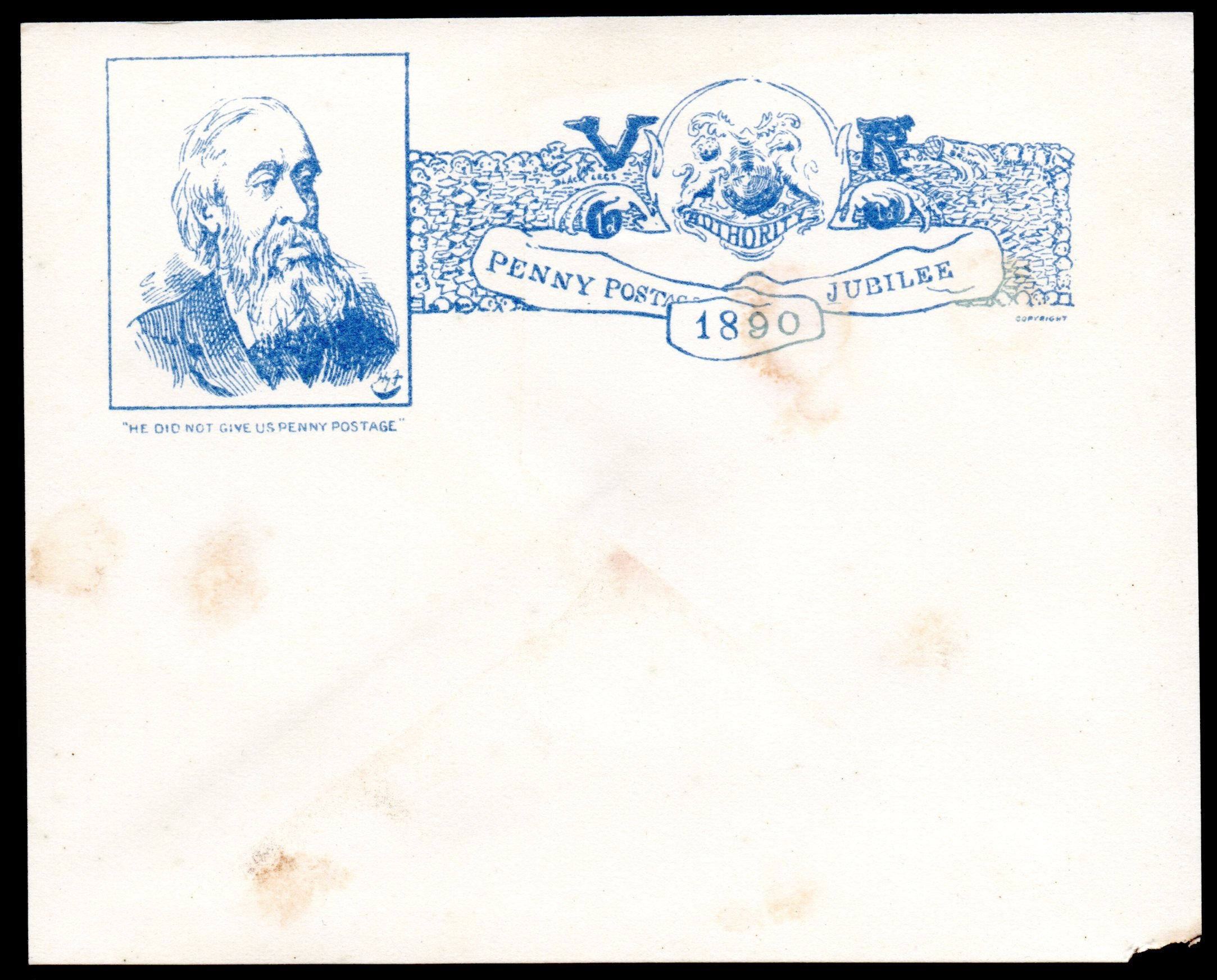 Great Britain 1890 Harry Furniss Penny Post Jubilee Comic Caricature Envelope with Insert