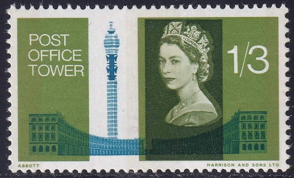 Great Britain 1965 1s3d Unmounted Mint Bronze-Green Stamp with Colour Shift Variety
