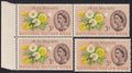 Great Britain 1963 3d Unmounted Mint Irregular Block of Three Stamps Yellow Colour Shift