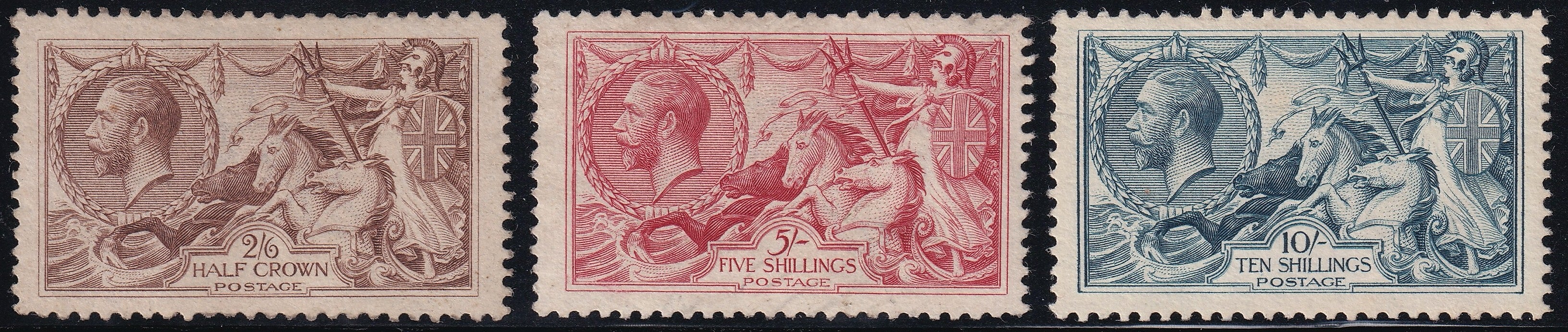 Great Britain 1918 Bradbury Wilkinson Seahorses Mint Set of Three