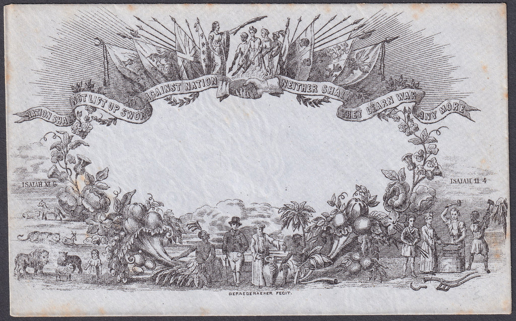 Great Britain 1890 Valentine Peace Deraedemaeker Unused Envelope Postal History