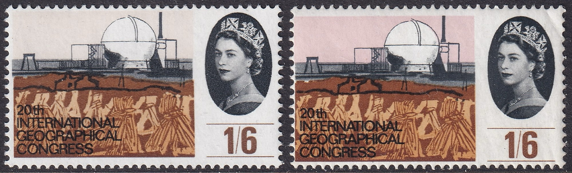 Great Britain 1964 1s6d Stamp with Faint Pink Print Variety SG654