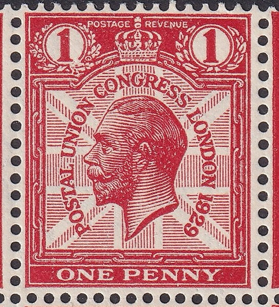 GB 1929 PUC 1d K29 Mint Block of Six, Broken Wreath Variety