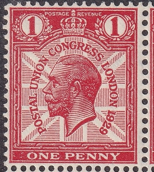 GB 1929 PUC 1d K29 Mint Block of Six, Broken Wreath Variety