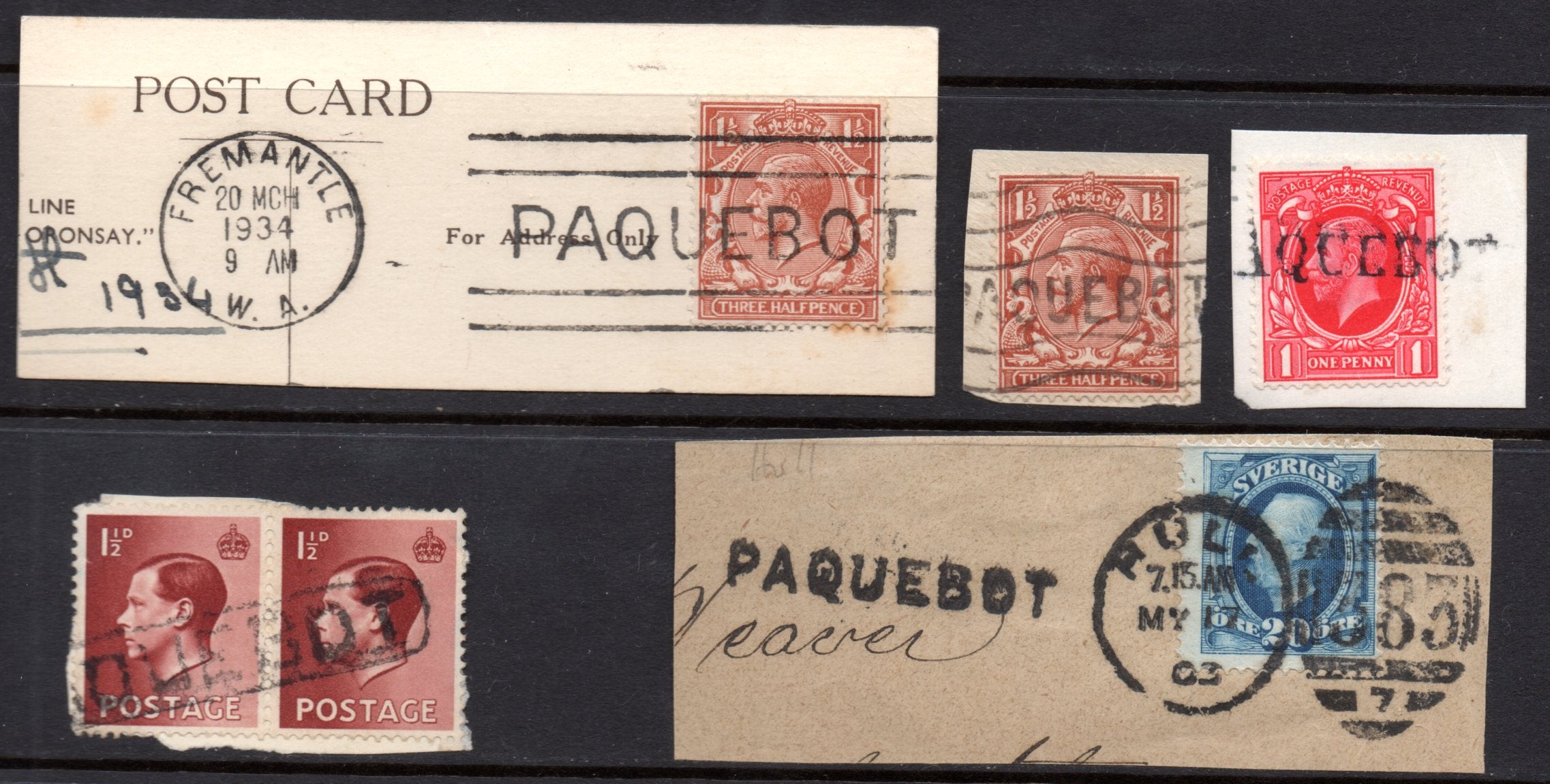 1903/36 Paquebot Selection Tied Original Pieces