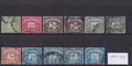Great Britain 1914–20 used postage due stamps with inverted watermarks, in denominations from ½d to 1 shilling, arranged in two rows.