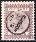 Great Britain 1878 £1 brown-lilac Queen Victoria stamp with Glasgow circular date cancellation, SG129.