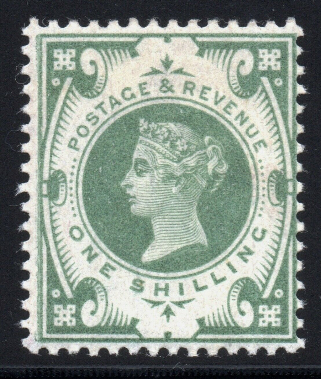 1887 1s Green Mint Unlisted Variety Double Frame Line at Left
