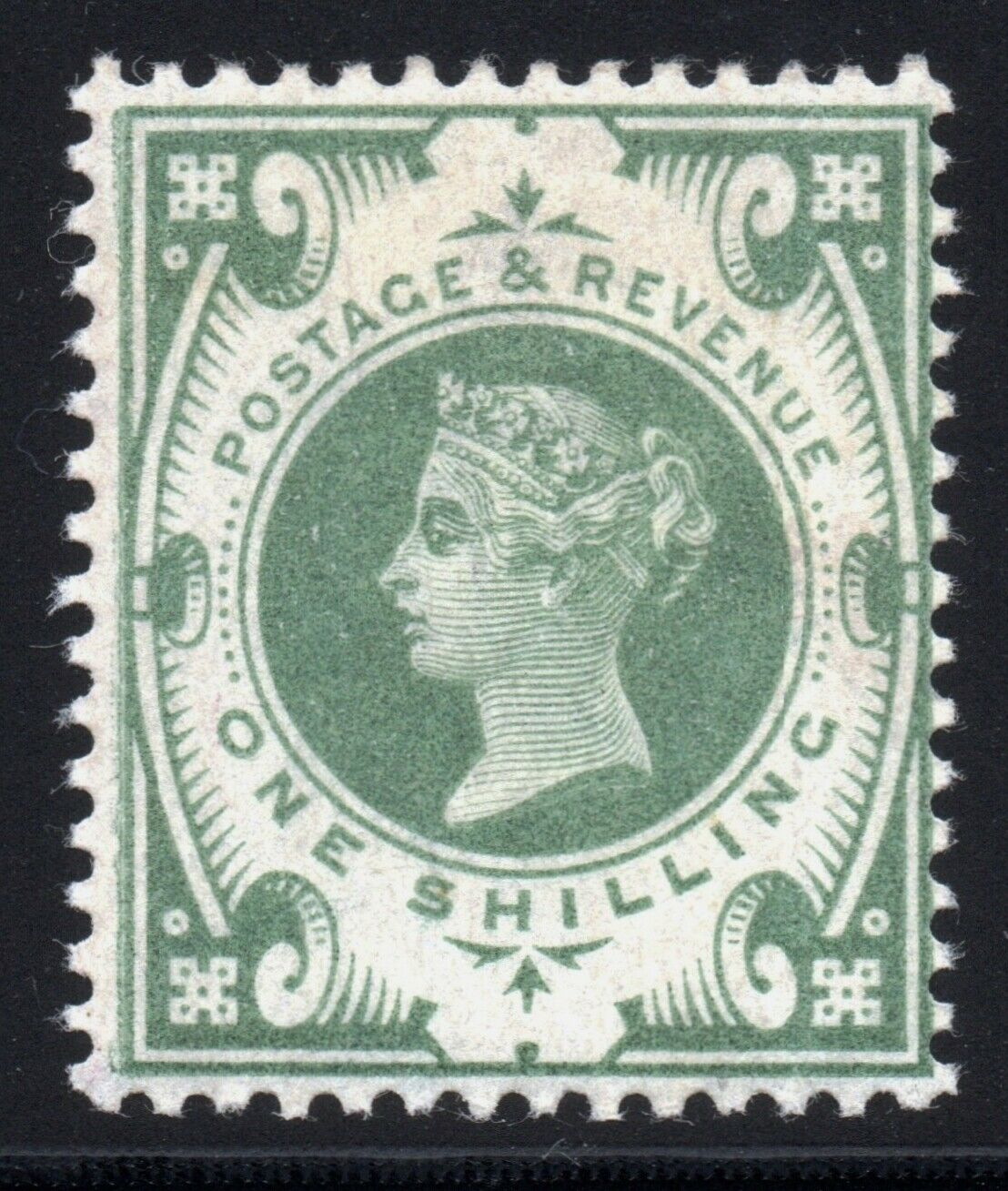1887 1s Green Mint Unlisted Variety Double Frame Line at Left