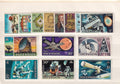 Ascension Island 1971 Space Travel complete stamp set to £1, featuring astronomers, telescopes, satellites, astronauts and lunar exploration, displayed on a stock card.