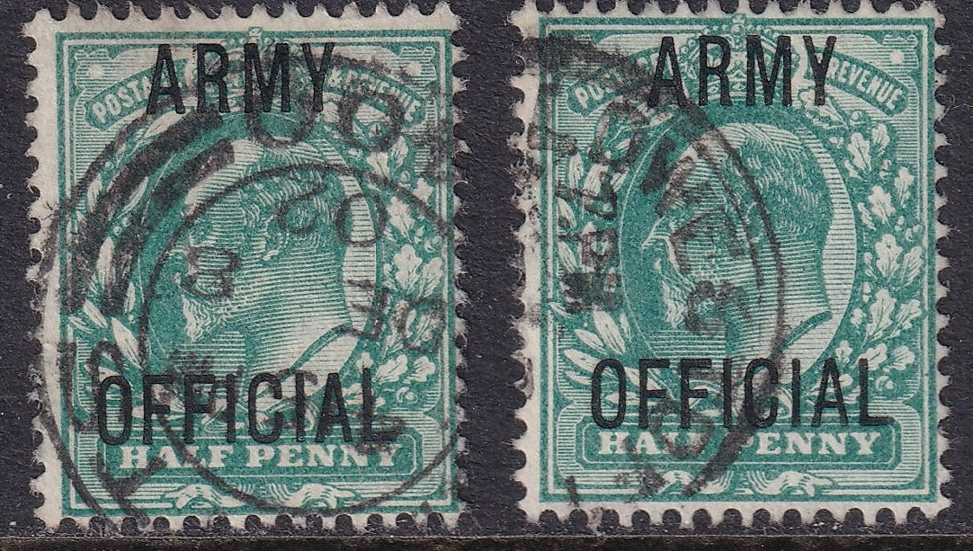 GB 1902 ½d Army Official Tall L Variety CDS Used with Normal