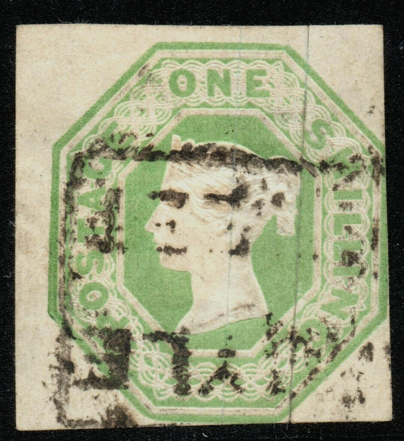 1854 1s Green Embossed WW2 Scarce Argyle Street Boxed Cancel
