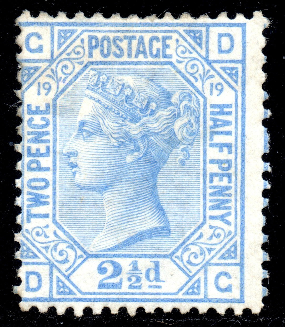 1880 2½d Blue Plate 19 Fresh Mint Superb Colour Blind Perf Variety