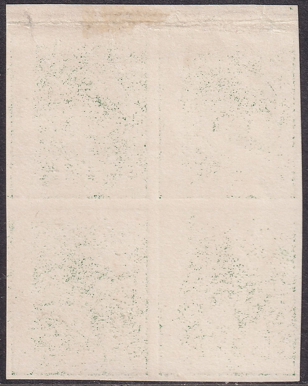 GB 1902 EdVII Dbl Impression Plate Proof Deep Green Imperf Block Four