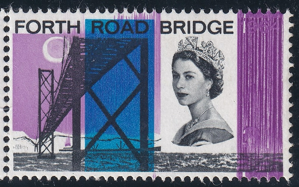 GB 1964 3d FRB UM Strip of 3 Year & Value Obliterated Reddish Violet