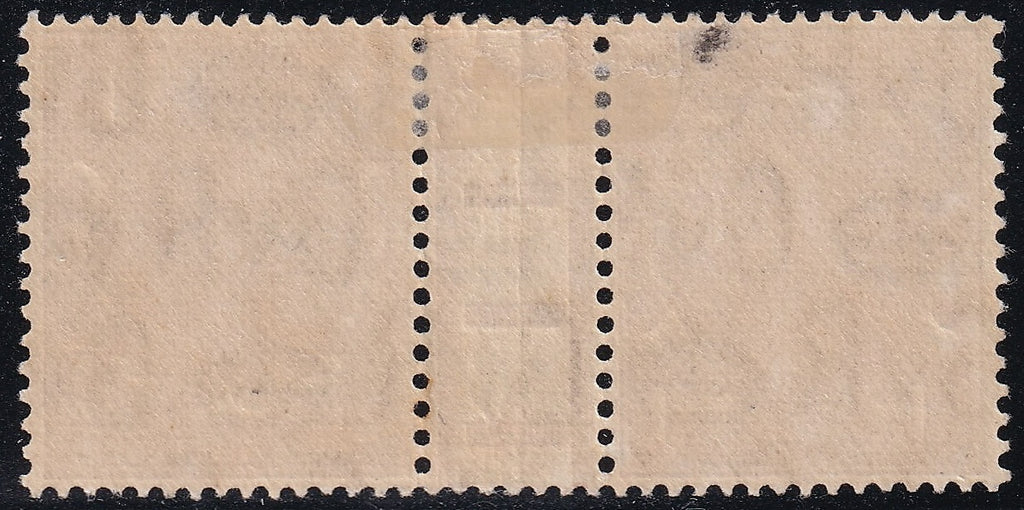 Reverse of the Great Britain 1924 1½d red-brown tête-bêche pair, showing the backs of both stamps and the central gutter.
