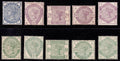 Great Britain 1883-1884 Lilac and Green Fresh Mint Set of Ten
