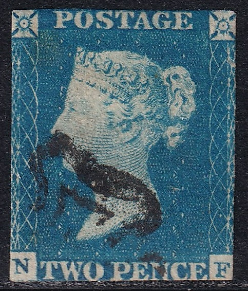Great Britain 1840 2d Blue Part Black Maltese Cross Lettered NF No Margins