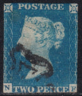 Great Britain 1840 2d Blue Part Black Maltese Cross Lettered NF No Margins