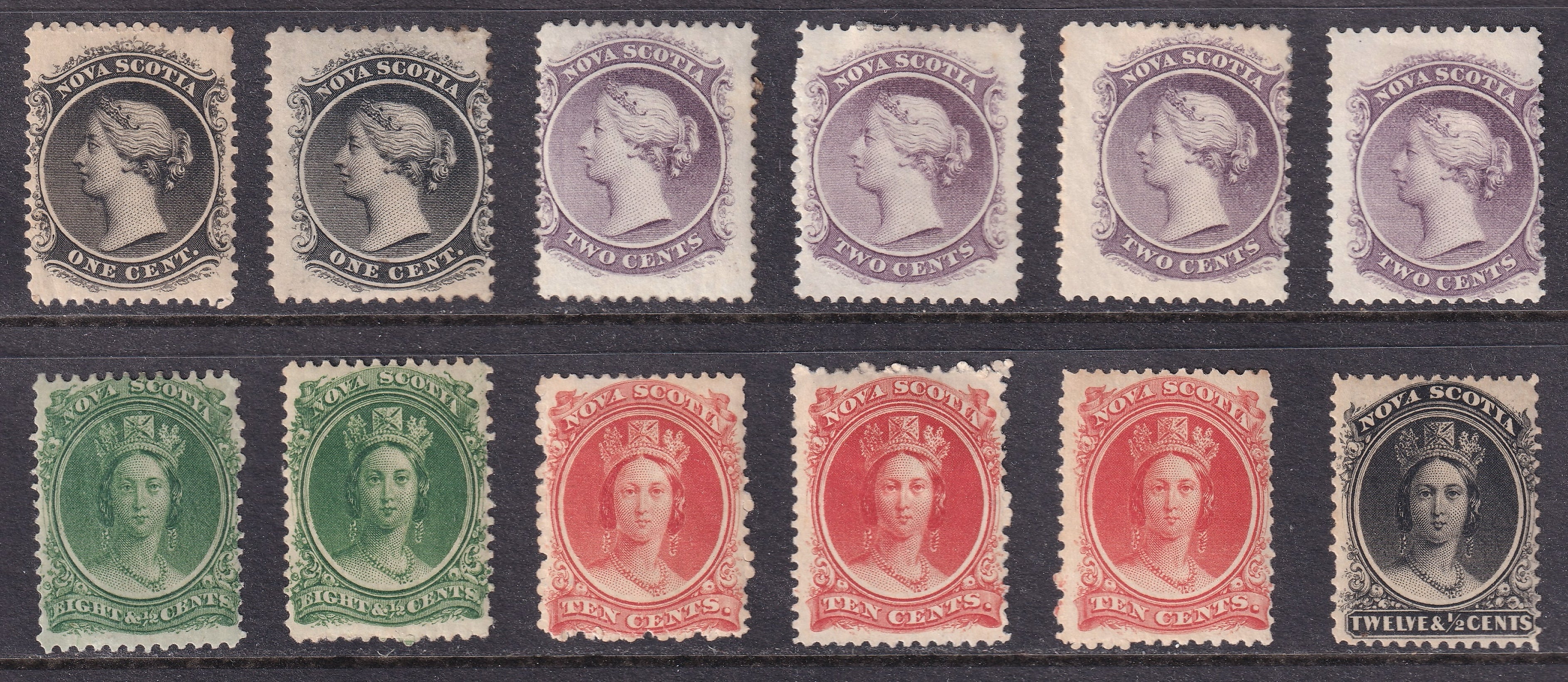 Canada Nova Scotia 1850s to 1860s Mint Stamp Selection 1c to 12½c
