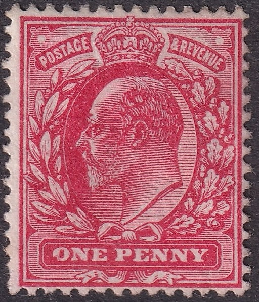 GB 1902-11 1d Scarlet Shade Mint Varieties Over-inking on O of ONE