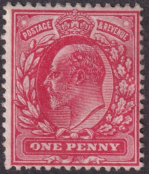 GB 1902-11 1d Scarlet Shade Mint Varieties Over-inking on O of ONE