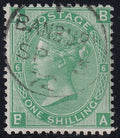 GB 1871 1s Green Plate 6 AB-PA Lettering Error Used SG117