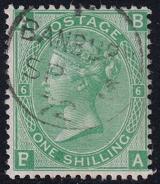GB 1871 1s Green Plate 6 AB-PA Lettering Error Used SG117