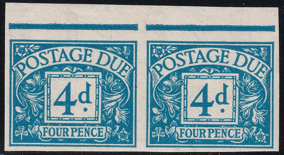 GB 1954 4d Tudor Crown Postage Due Imperf Marginal UM Pair SG D43a