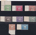 Eight Great Britain postage due stamps, ½d to 1s, each with a Specimen overprint and attached sheet margin.