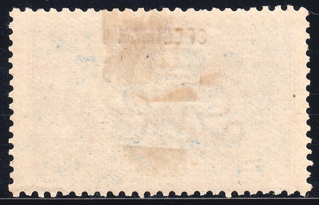 Reverse of the 1913 10s Waterlow specimen stamp, showing gum and hinge remnants.