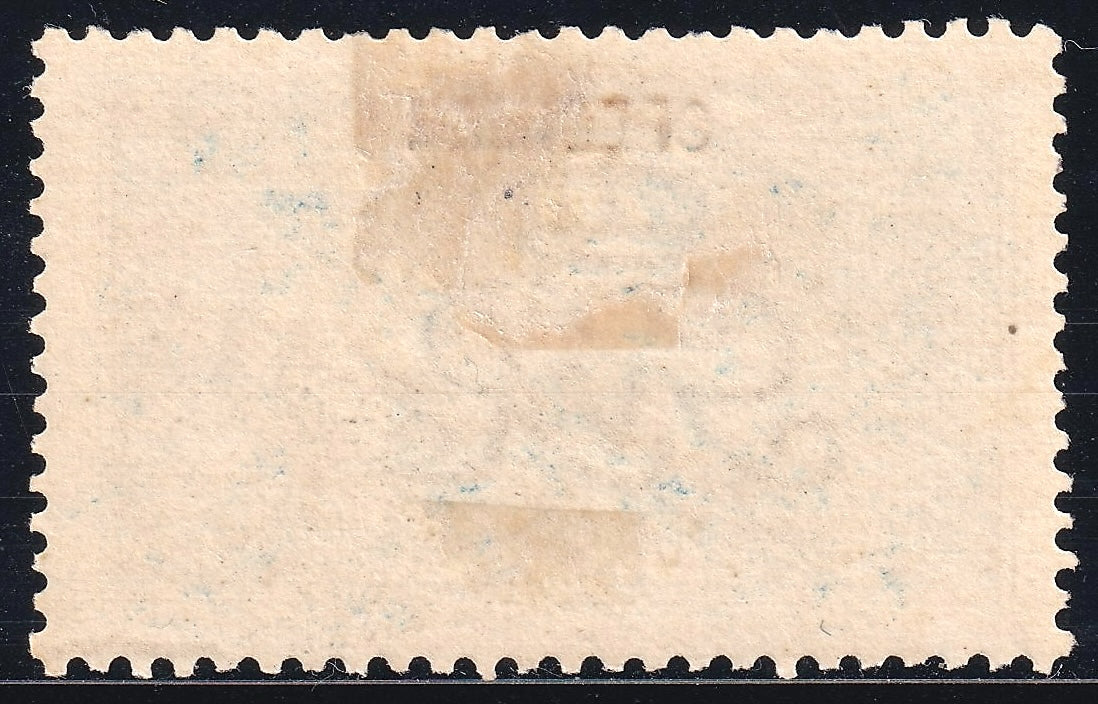 Reverse of the 1913 10s Waterlow specimen stamp, showing gum and hinge remnants.