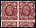 Great Britain 1934 George V 1½d intermediate format pair, imperforate at base with portions of two stamps below, SG N52var.